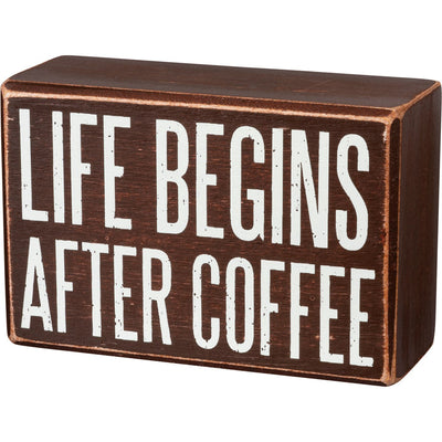 Box Sign & Sock Set - Life Begins After Coffee - Premium Socks from Primitives by Kathy - Just $12.95! Shop now at Pat's Monograms