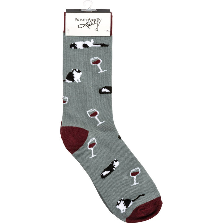Box Sign & Sock Set - Cats & Wine - Premium Socks from Primitives by Kathy - Just $12.95! Shop now at Pat's Monograms