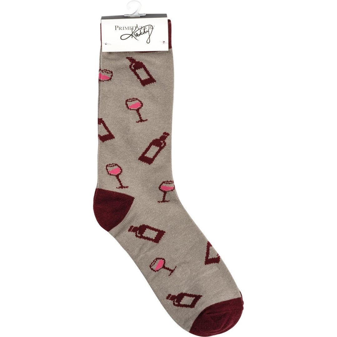 Box Sign & Sock Set - Running Out of Wine - Premium Socks from Primitives by Kathy - Just $12.95! Shop now at Pat's Monograms
