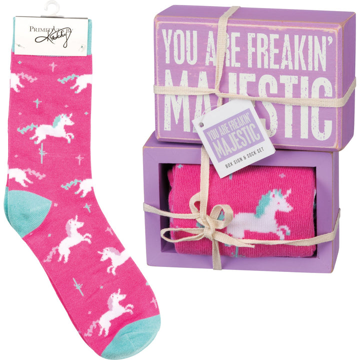 Box Sign & Sock Set - You Are Freakin' Majestic - Premium Socks from Primitives by Kathy - Just $12.95! Shop now at Pat's Monograms