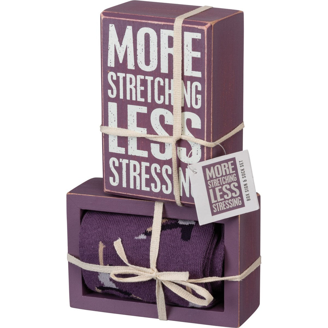 Box Sign & Sock Set - More Stretching - Premium Socks from Primitives by Kathy - Just $12.95! Shop now at Pat's Monograms