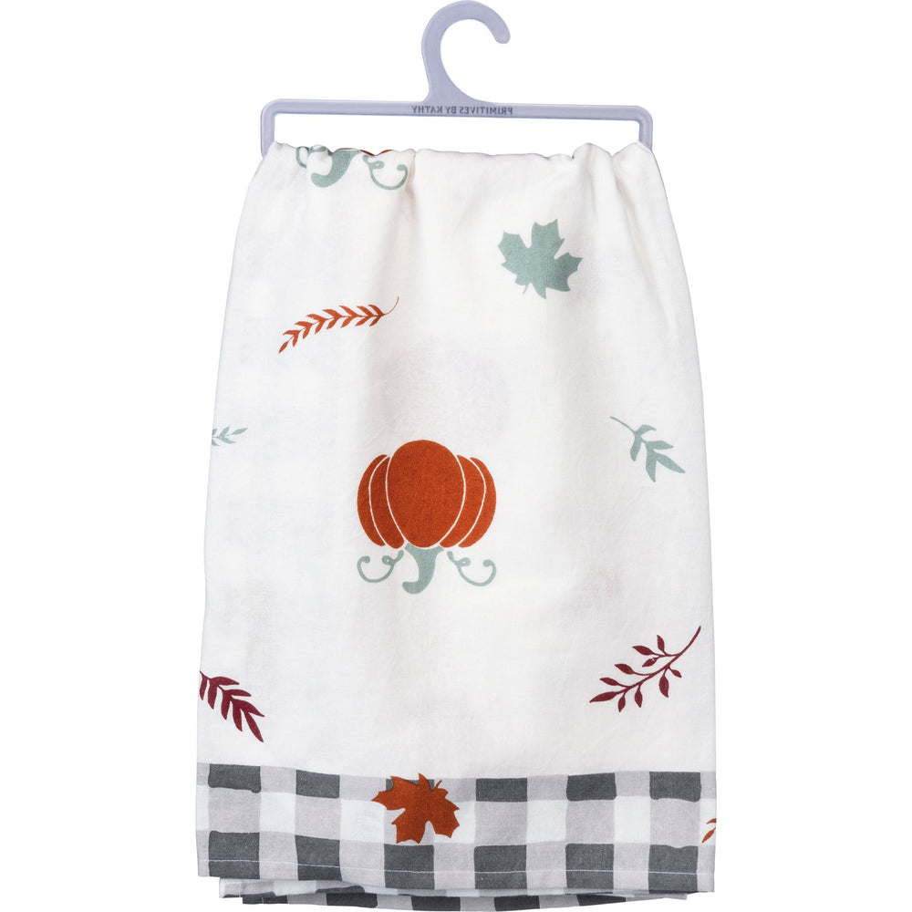 Kitchen Towel - Autumn Leaves and Pumpkin Please - Premium Kitchen Towel from Primitives by Kathy - Just $8.95! Shop now at Pat's Monograms