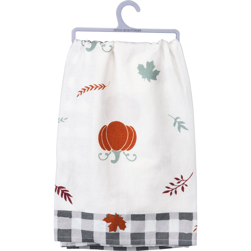 Kitchen Towel - Autumn Leaves and Pumpkin Please - Premium Kitchen Towel from Primitives by Kathy - Just $8.95! Shop now at Pat&