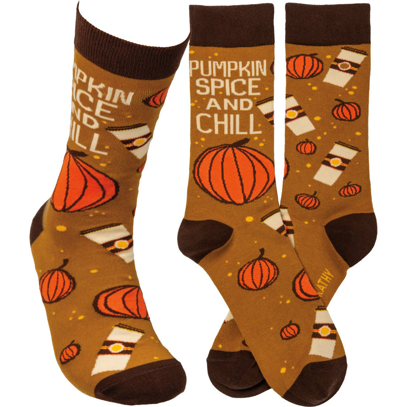 Socks - Pumpkin Spice and Chill - Premium Socks from Primitives by Kathy - Just $7.95! Shop now at Pat&