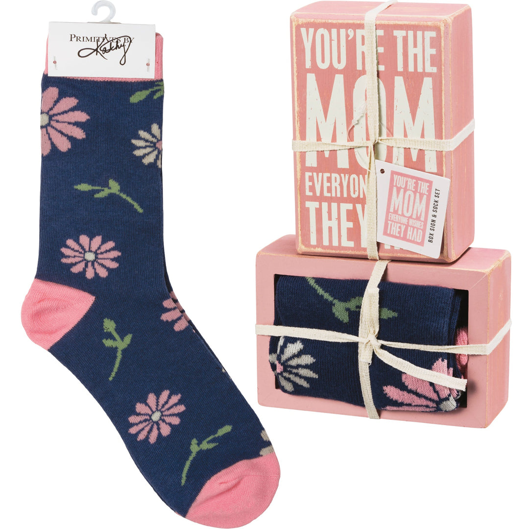 Box Sign & Sock Set - You're The Mom - Premium Socks from Primitives by Kathy - Just $12.95! Shop now at Pat's Monograms