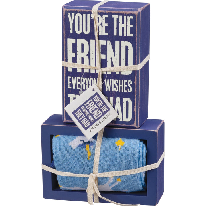 Box Sign & Sock Set - You're The Friend - Premium Socks from Primitives by Kathy - Just $12.95! Shop now at Pat's Monograms
