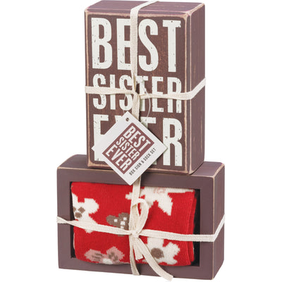 Box Sign & Sock Set - Best Sister Ever - Premium Socks from Primitives by Kathy - Just $12.95! Shop now at Pat's Monograms