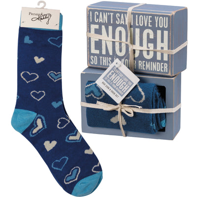 Box Sign & Sock Set - Can't Say I Love You Enough - Premium Socks from Primitives by Kathy - Just $12.95! Shop now at Pat's Monograms