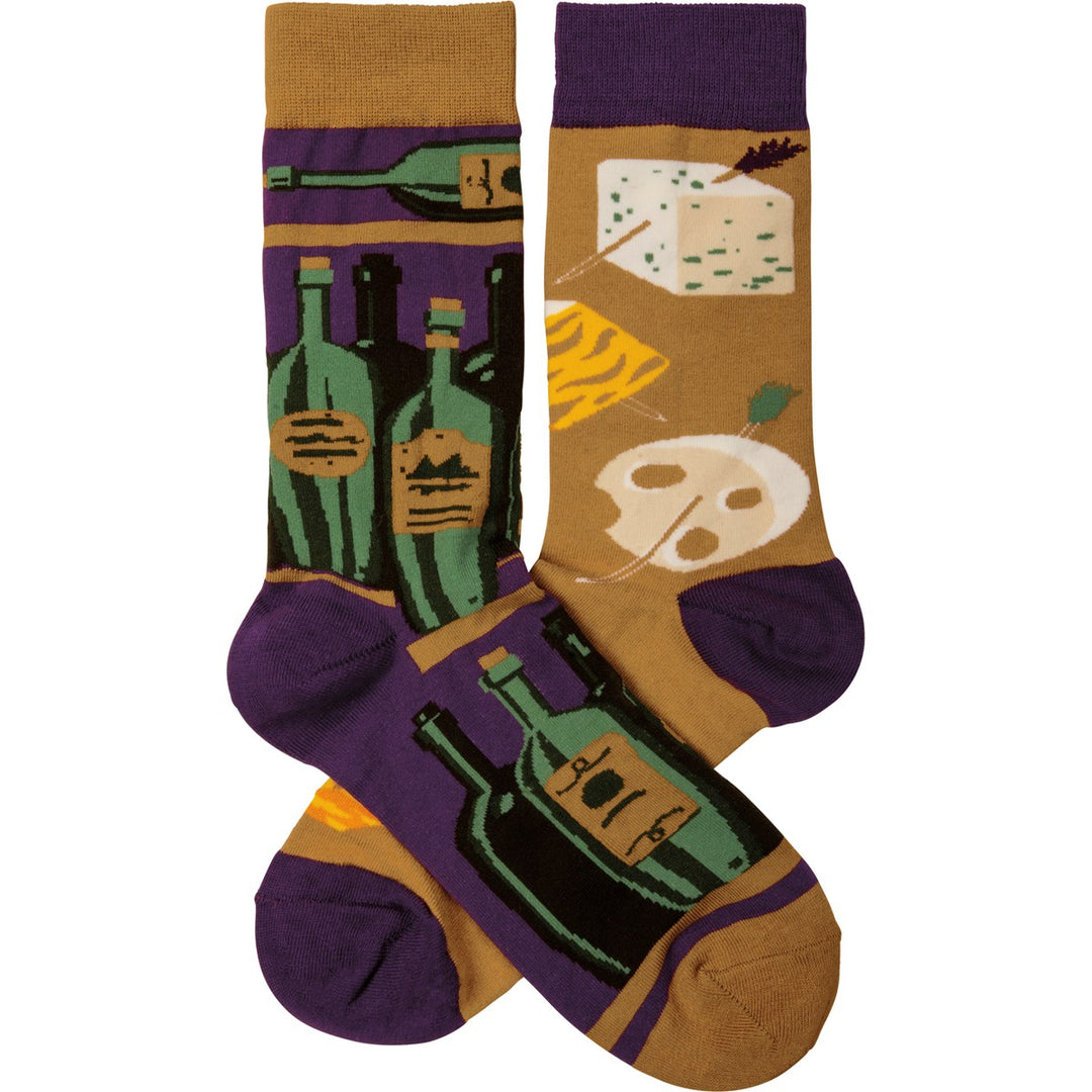 Socks - Wine & Cheese - Premium Socks from Primitives by Kathy - Just $7.95! Shop now at Pat's Monograms