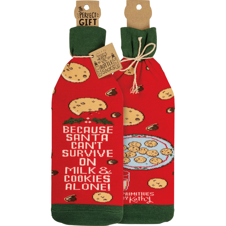 Bottle Sock - Santa Can't Survive - Premium wine accessories from Primitives by Kathy - Just $5.95! Shop now at Pat's Monograms