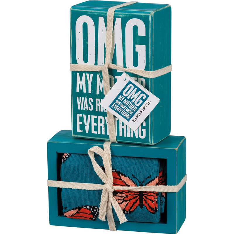 Box Sign & Sock Set - OMG My Mother Was Right - Premium Socks from Primitives by Kathy - Just $12.95! Shop now at Pat&
