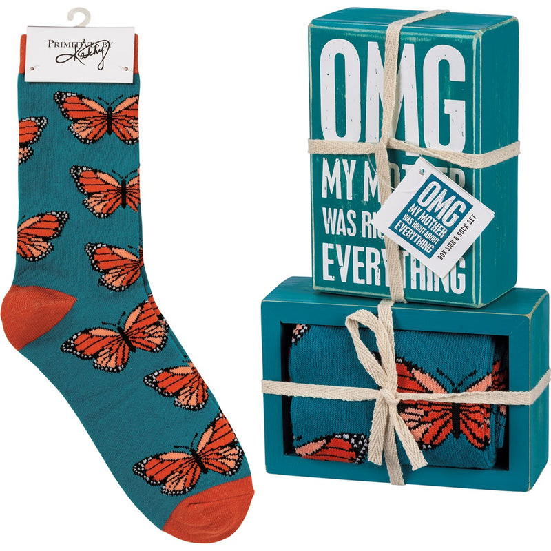 Box Sign & Sock Set - OMG My Mother Was Right - Premium Socks from Primitives by Kathy - Just $12.95! Shop now at Pat&