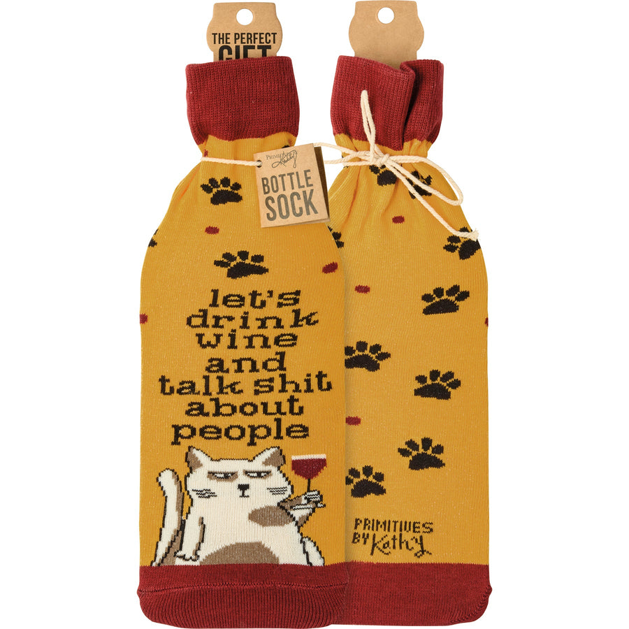 Bottle Sock - Let's Drink Wine Talk About People - Premium wine accessories from Primitives by Kathy - Just $5.95! Shop now at Pat's Monograms