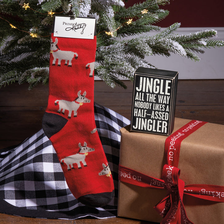 Box Sign & Sock Set - Jingle All The Way - Premium Socks from Primitives by Kathy - Just $12.95! Shop now at Pat's Monograms