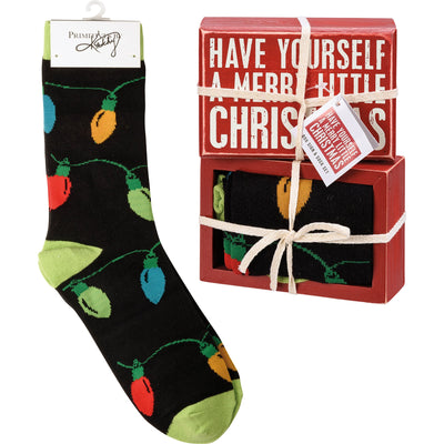 Box Sign & Sock Set - A Merry Little Christmas - Premium Socks from Primitives by Kathy - Just $12.95! Shop now at Pat's Monograms