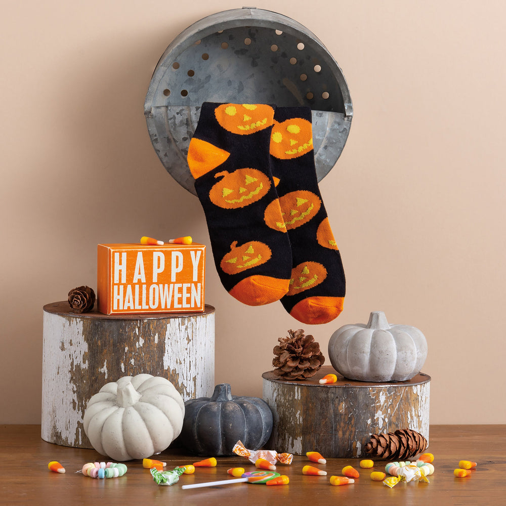 Box Sign & Sock Set - Happy Halloween - Premium Socks from Primitives by Kathy - Just $12.95! Shop now at Pat's Monograms