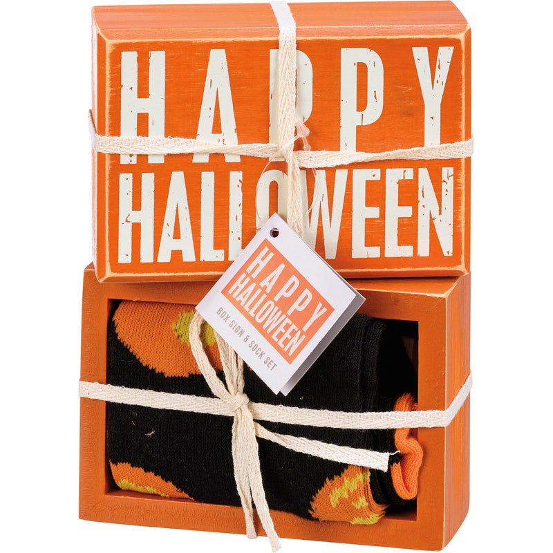 Box Sign & Sock Set - Happy Halloween - Premium Socks from Primitives by Kathy - Just $12.95! Shop now at Pat&