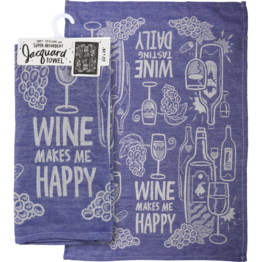 Kitchen Towel - Wine Makes Me Happy - Premium Kitchen Towel from Primitives by Kathy - Just $8.95! Shop now at Pat's Monograms