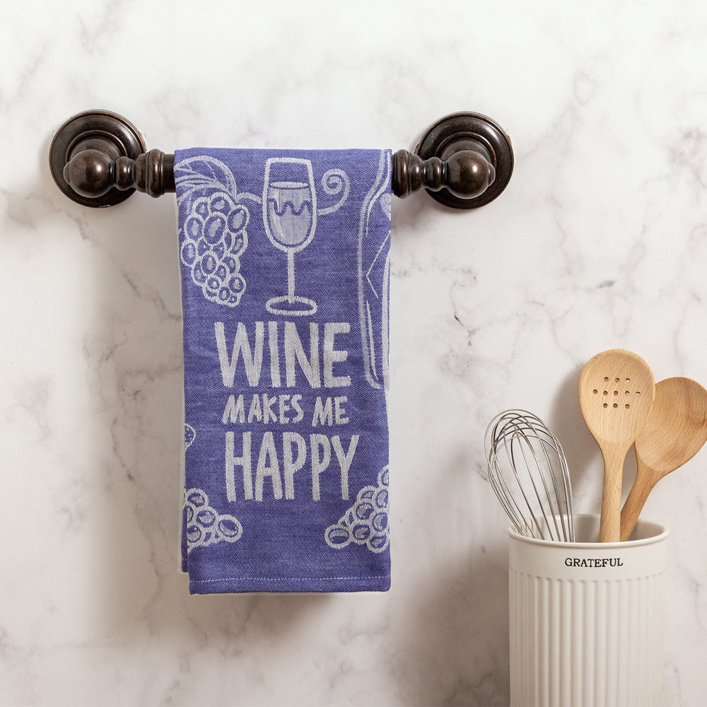 Kitchen Towel - Wine Makes Me Happy - Premium Kitchen Towel from Primitives by Kathy - Just $8.95! Shop now at Pat's Monograms