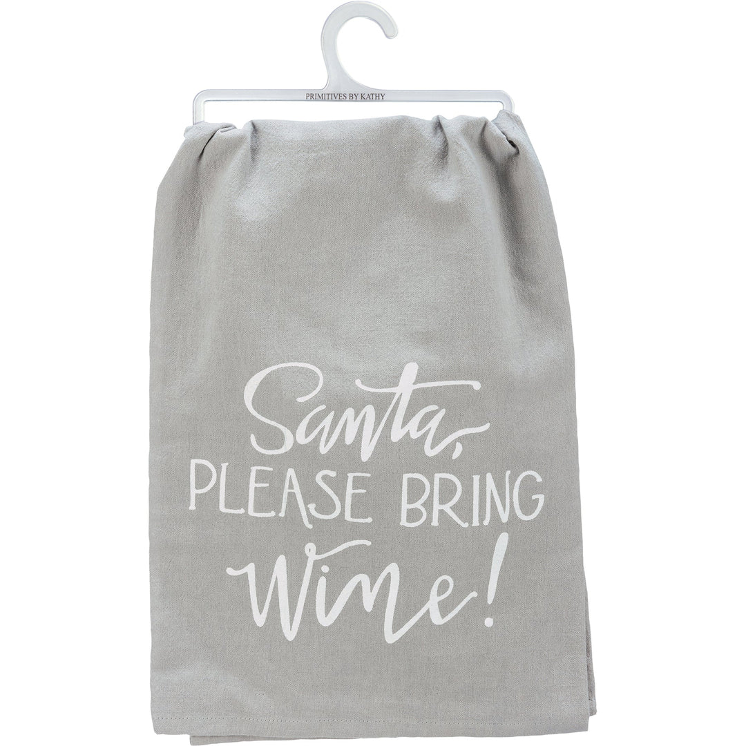 Kitchen Towel - Santa Please Bring Wine - Premium Kitchen Towel from Primitives by Kathy - Just $8.95! Shop now at Pat's Monograms