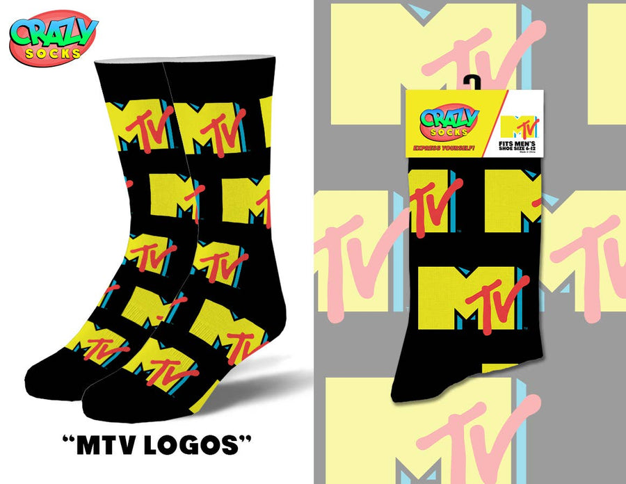 MTV Logo - Mens Crew Folded - Premium Socks from Crazy Socks - Just $7! Shop now at Pat's Monograms