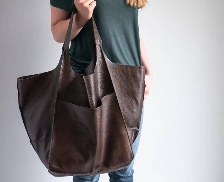 Large Vegan Leather Tote Bag - Premium  from Little Trendy - Just $54.85! Shop now at Pat's Monograms