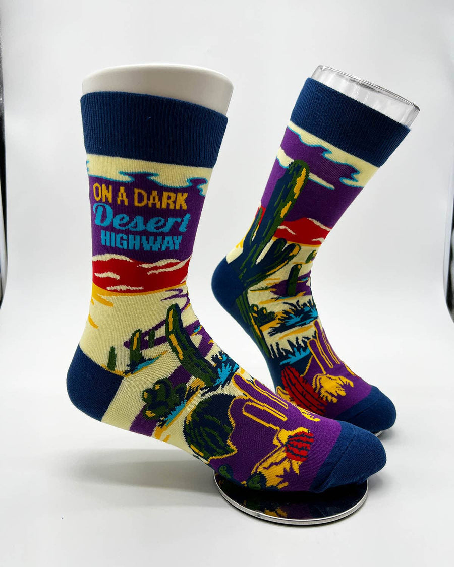 On A Dark Desert Highway Men's Novelty Crew Socks - Premium Accessories from Fabdaz - Just $11.99! Shop now at Pat's Monograms