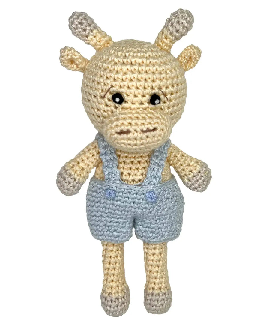 Giraffe Bamboo Crochet Rattle - Blue: 5" Rattle - Premium Baby Gift from Petit Ami & Zubels - Just $14! Shop now at Pat's Monograms