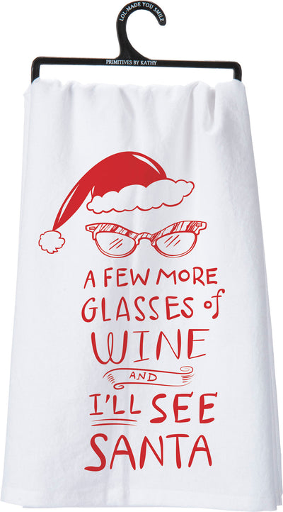 Kitchen Towel - Glasses of Wine And I'll See Santa - Premium Kitchen Towel from Primitives by Kathy - Just $8.95! Shop now at Pat's Monograms