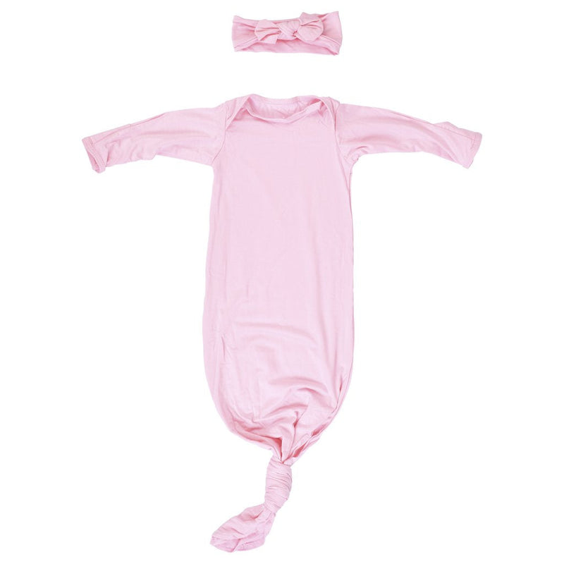 Light Pink Knotted Baby Gown and Bow - Premium Just for baby from Three Little Tots - Just $24.95! Shop now at Pat&