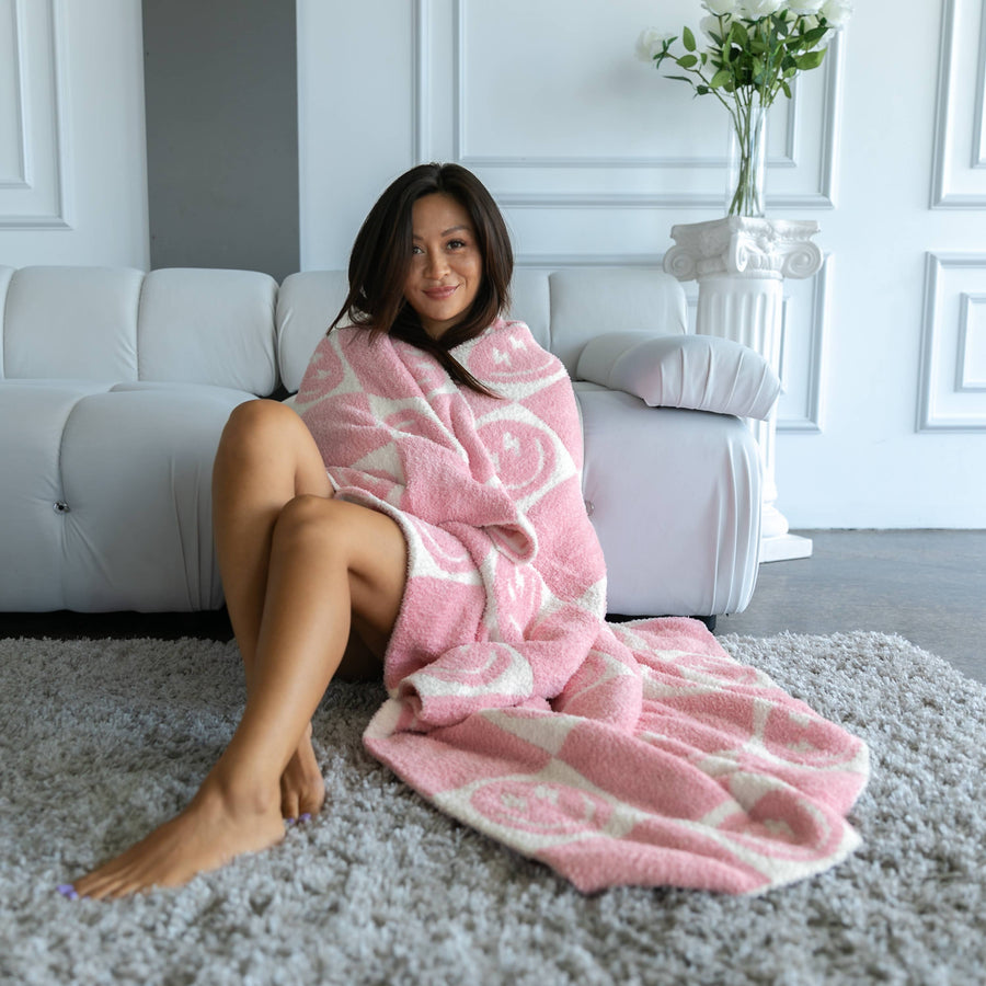 Pink Bolt Smile Blanket - Premium  from Living Royal - Just $60! Shop now at Pat's Monograms