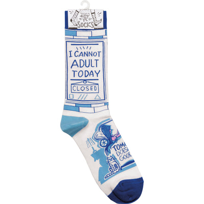 Socks - I Cannot Adult Today - Premium Socks from Primitives by Kathy - Just $7.95! Shop now at Pat's Monograms