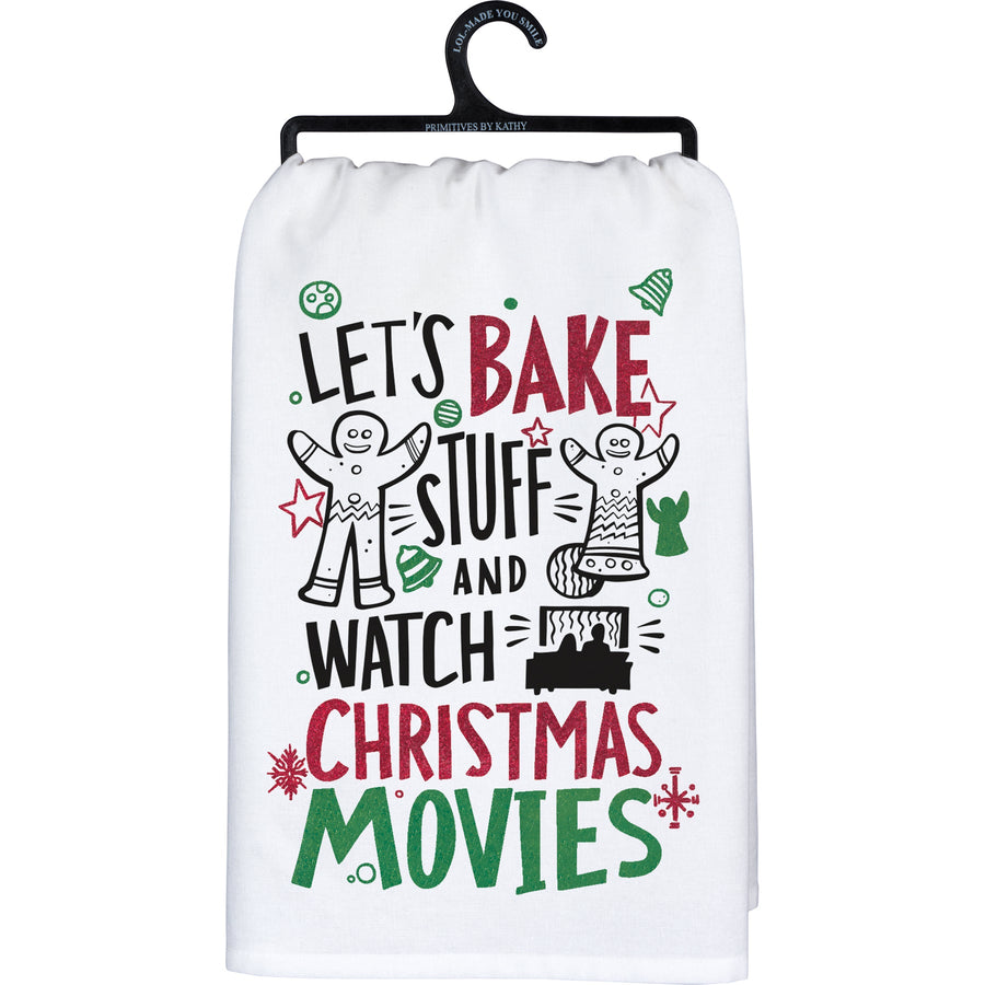 Kitchen Towel - Let's Bake And Christmas Movies - Premium Kitchen Towel from Primitives by Kathy - Just $8.95! Shop now at Pat's Monograms