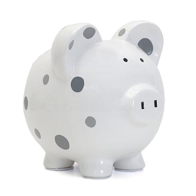 Gray Multi Dot Piggy Bank - Premium Baby Gift from Child to Cherish - Just $34.95! Shop now at Pat's Monograms