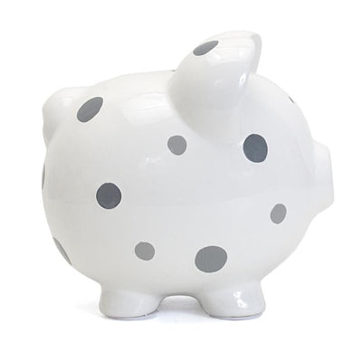 Gray Multi Dot Piggy Bank - Premium Baby Gift from Child to Cherish - Just $34.95! Shop now at Pat's Monograms