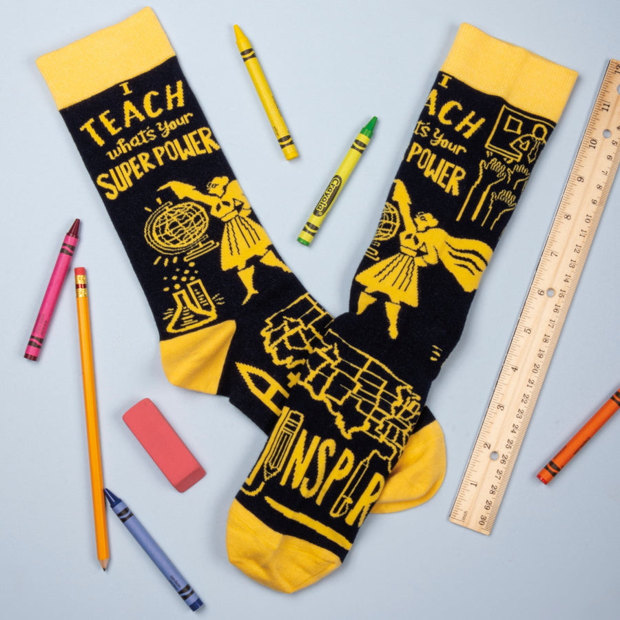 Socks - I Teach What's Your Super Power - Premium Socks from Primitives by Kathy - Just $7.95! Shop now at Pat's Monograms