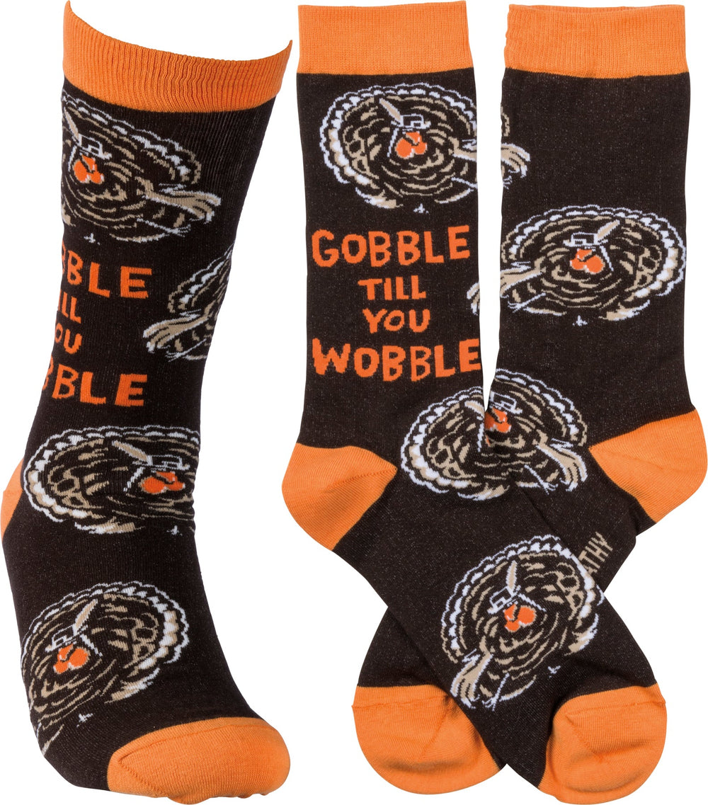 Socks - Gobble Till You Wobble - Premium Socks from Primitives by Kathy - Just $7.95! Shop now at Pat's Monograms