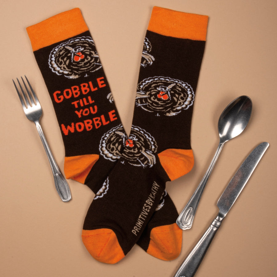 Socks - Gobble Till You Wobble - Premium Socks from Primitives by Kathy - Just $7.95! Shop now at Pat's Monograms