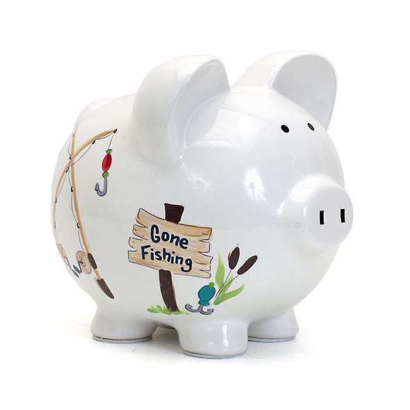 Gone Fishing Piggy Bank - Premium Baby Gift from Child to Cherish - Just $34.95! Shop now at Pat's Monograms