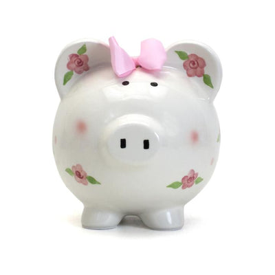 Posies and Polka Dots Piggy Bank - Premium Baby Gift from Child to Cherish - Just $36.95! Shop now at Pat's Monograms