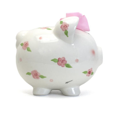 Posies and Polka Dots Piggy Bank - Premium Baby Gift from Child to Cherish - Just $36.95! Shop now at Pat's Monograms