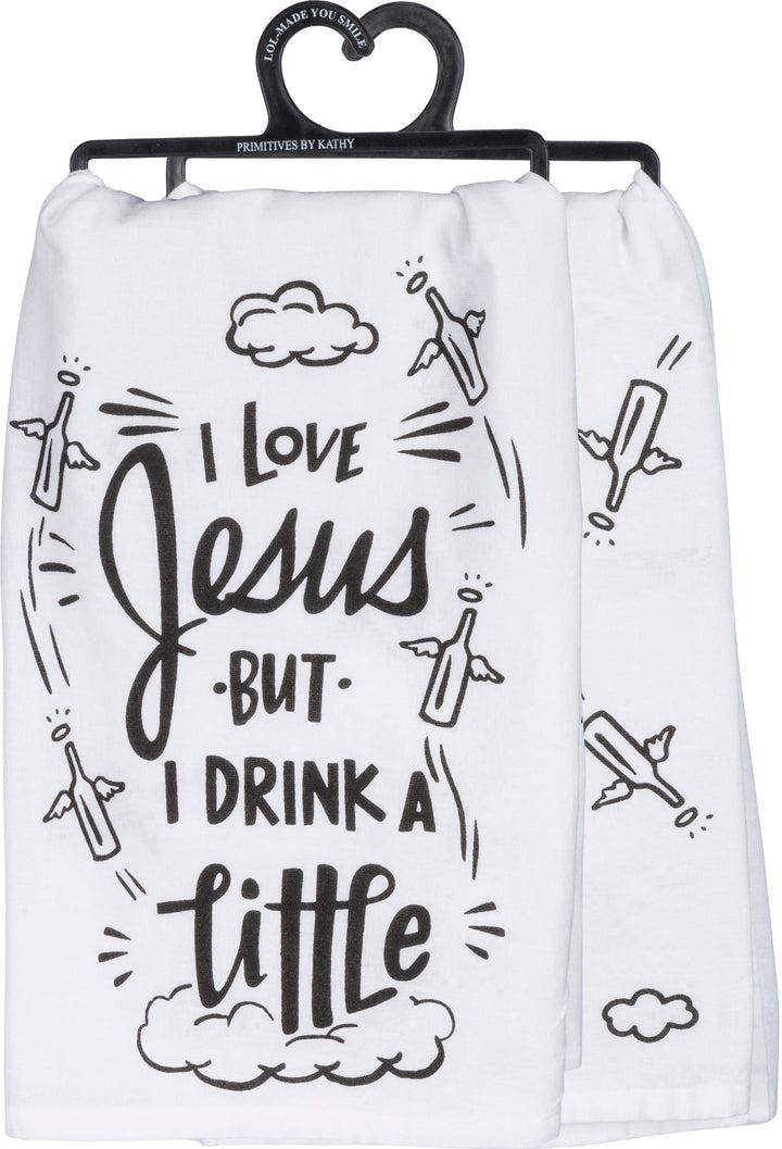 Kitchen Towel - Jesus I Drink A Little - Premium Kitchen Towel from Primitives by Kathy - Just $8.95! Shop now at Pat's Monograms
