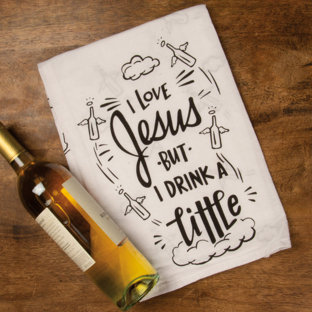 Kitchen Towel - Jesus I Drink A Little - Premium Kitchen Towel from Primitives by Kathy - Just $8.95! Shop now at Pat's Monograms