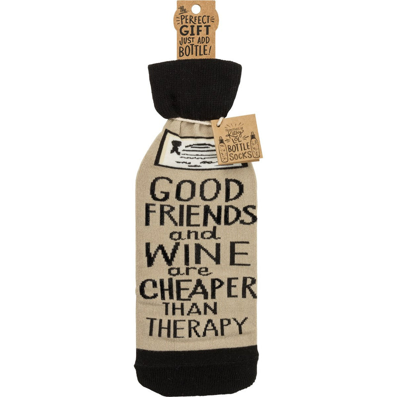 Bottle Sock - Cheaper Than Therapy - Premium wine accessories from Primitives by Kathy - Just $5.95! Shop now at Pat&