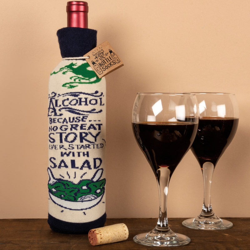 Bottle Sock - No Good Story Started With Salad - Premium wine accessories from Primitives by Kathy - Just $5.95! Shop now at Pat&