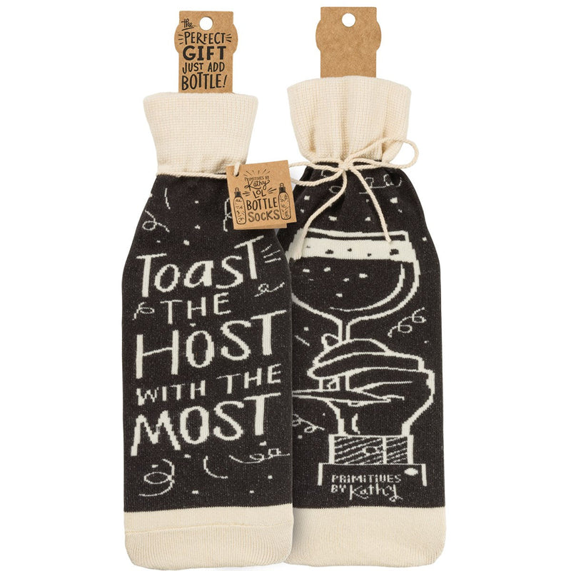Bottle Sock - Toast The Host With The Most - Premium wine accessories from Primitives by Kathy - Just $5.95! Shop now at Pat&