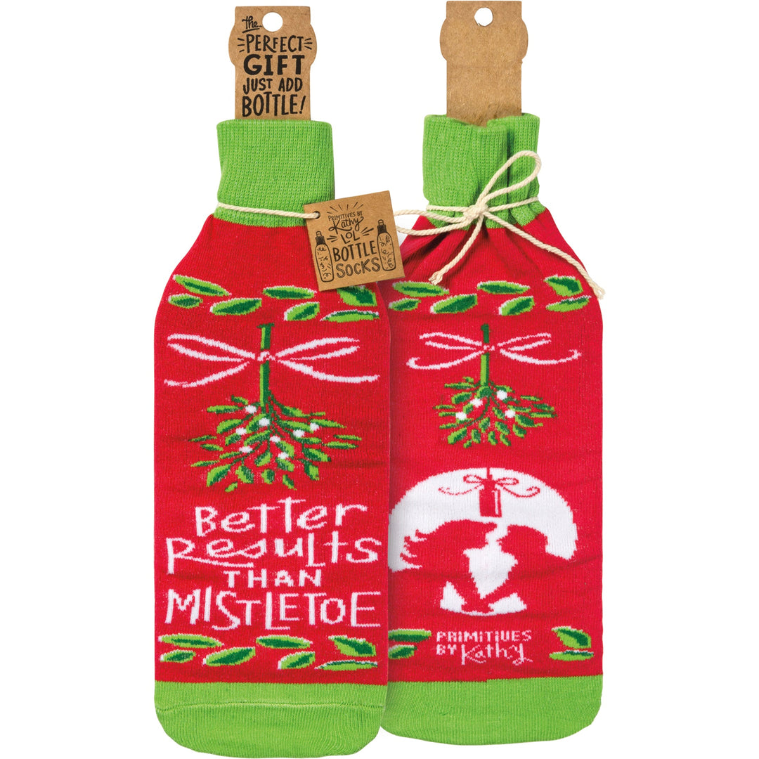 Bottle Sock - Better Results Than Mistletoe - Premium wine accessories from Primitives by Kathy - Just $5.95! Shop now at Pat's Monograms