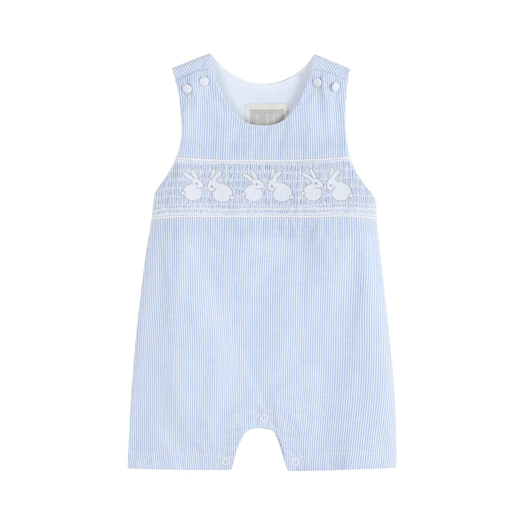 Light Blue Seersucker Bunny Smocked Shortalls - Premium Baby & Toddler Outfits from Lil Cactus - Just $35.95! Shop now at Pat's Monograms