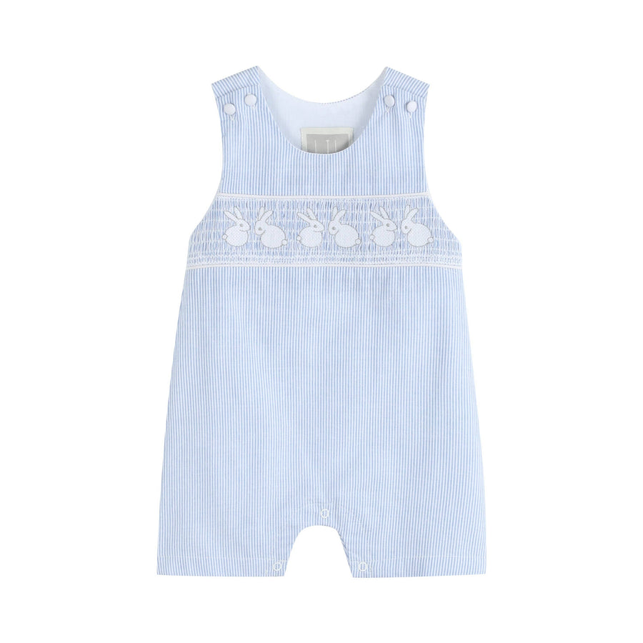 Light Blue Seersucker Bunny Smocked Shortalls - Premium Baby & Toddler Outfits from Lil Cactus - Just $35.95! Shop now at Pat's Monograms