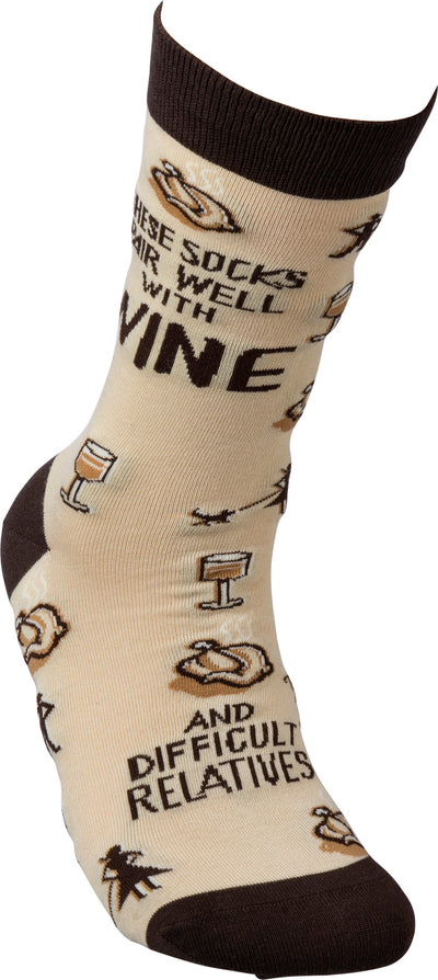 Pair Well With Wine Socks - Premium Socks from Primitives by Kathy - Just $7.95! Shop now at Pat's Monograms